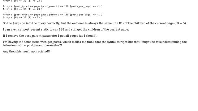 Wordpress: WP_Query post_parent parameter always returns children of current page смотреть онлайн