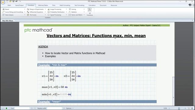 Vectors and Matrices: Max, Min, Mean Functions in Mathcad Prime смотреть онлайн