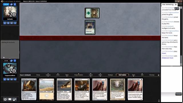 Pauper MTG - Mono White Metalcraft VS Hexproof (Match 3) смотреть онлайн