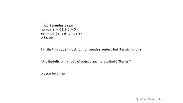 Pandas : Object pandas has no attribute name Series смотреть онлайн