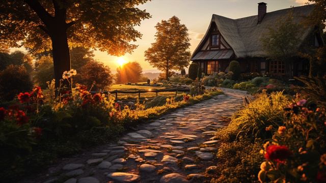 🌅 Beautiful Cottage Garden Ambience   Relaxing Birds & Crickets Sounds   Sleep, Study, Relax, Focus