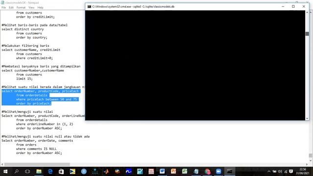PENGENALAN SQL dengan SQLITE MENGGUNAKAN DATABASE CLASSICMODELS смотреть онлайн