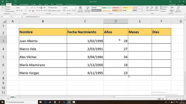 Como calcular la edad en Excel (Años, meses días 2019) смотреть онлайн