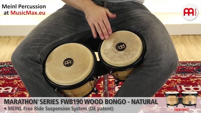 Marathon® Series FWB190 Wood Bongo | Sound demonstration | How to play bongos смотреть онлайн