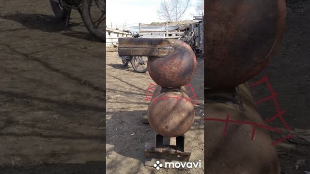 банная печь из газовых баллонов в процессе (часть 1) смотреть онлайн