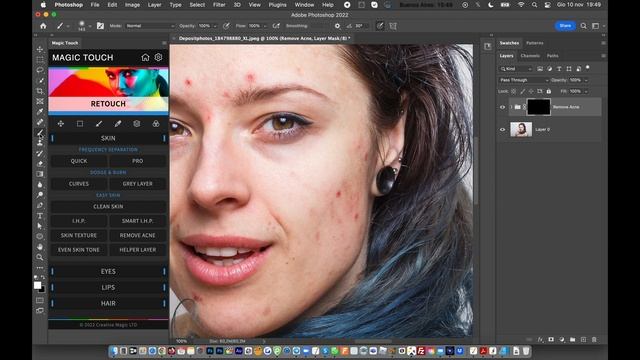 Remove acne and red spots with Photoshop and Magic Touch Panel in seconds смотреть онлайн