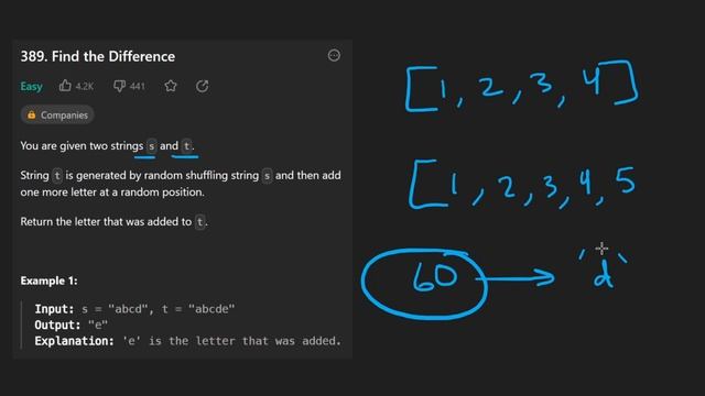 Find the Difference - Leetcode 389 - Python смотреть онлайн