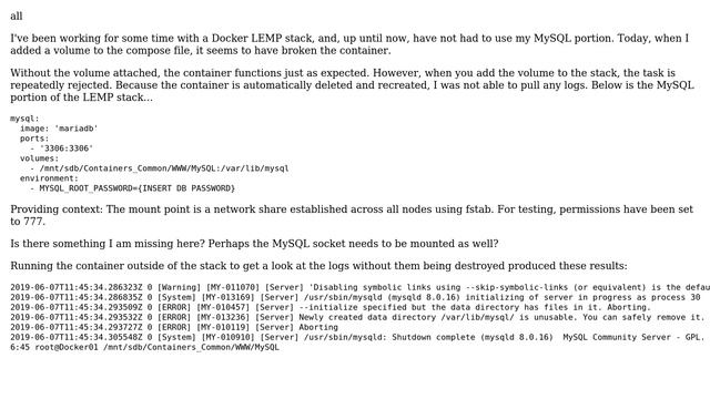 DevOps & SysAdmins: Adding volume to docker database breaks container смотреть онлайн