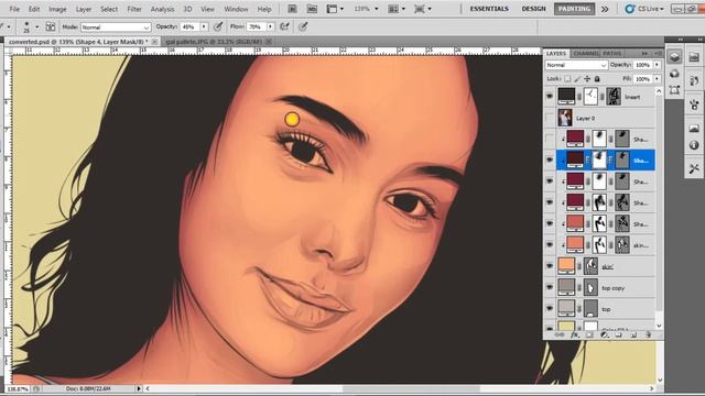 Cartoon Effect / Vexel Art / Vector Art Photoshop Tutorial Model Ivana Alawi Part 2 - Skintone смотреть онлайн