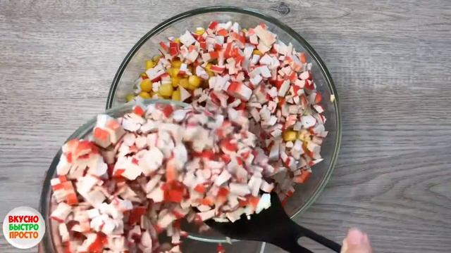 Всего 3 ингредиента! ОРИГИНАЛЬНО И ОЧЕНЬ ВКУСНО! Крабовый салат в тарталетках на праздничный стол смотреть онлайн
