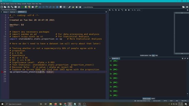 Data Science using Python .... Hypothesis Test on a Single Proportion. смотреть онлайн