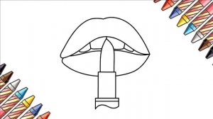 Как нарисовать ПОМАДУ НА ГУБАХ | Мультик - раскраска Помада | Учим цвета на Русском и Английском