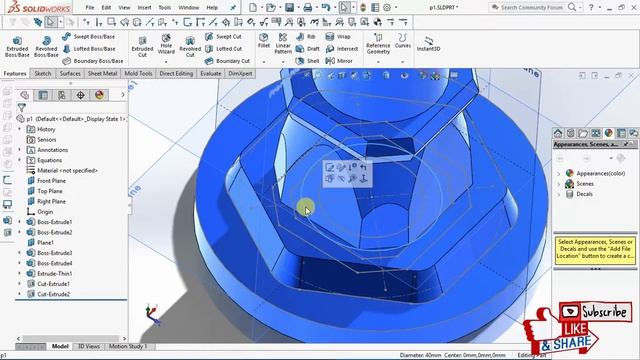 EXTRUDE AND EXTRUDE CUT COMMAND ! Single Sketch Multiple Extrude | Solidworks Tutorial | CAD CAMER смотреть онлайн