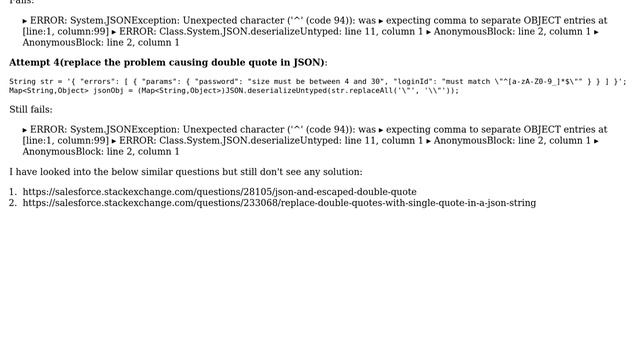 Salesforce: Struggling to deserialize JSON with escaped double quotes смотреть онлайн