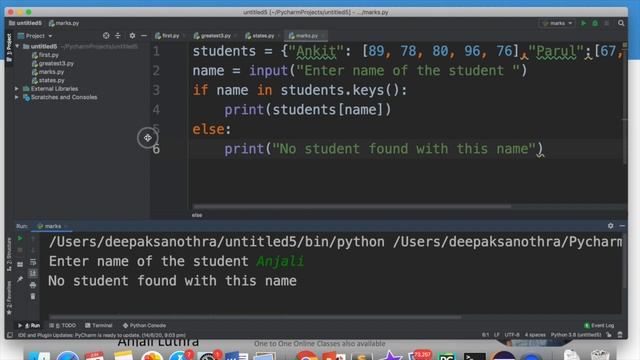 Python program 6, Create a Dictionary to store names of students and marks in 5 subjects #python смотреть онлайн
