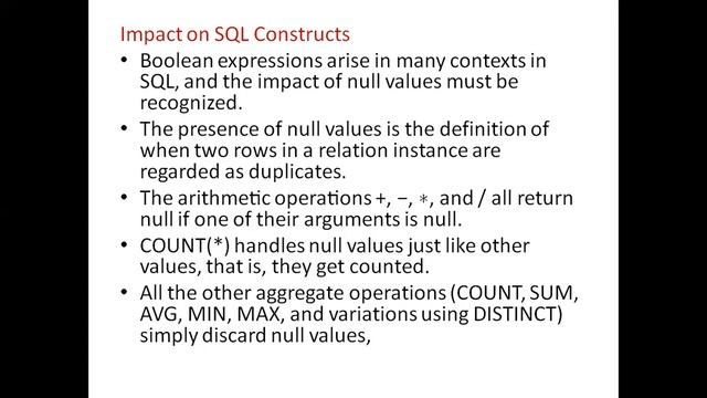 JNTUH NRCM R20 CSE22 DBMS UNIT3 SQL QUERIES LECTURE4 1 смотреть онлайн