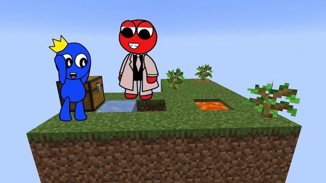 Red and Blue in Minecraft SKY BLOCK | Rainbow Friends Animation смотреть онлайн