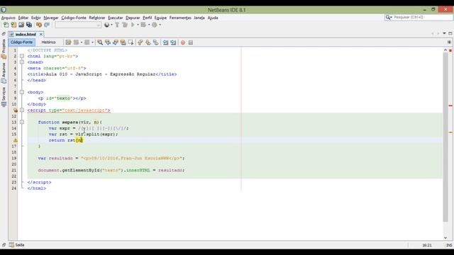 Aula 010 - JavaScript - Expressão Regular - #038.2