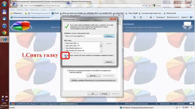 Настройка Internet Explorer для работы в системах Бюджет-21