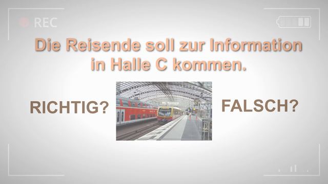 Anzeige 1 - Die Reisende soll zur Information in Halle C kommen. Уровень A1, образец с заданиями. смотреть онлайн