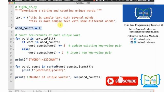 Learn Python | Chapter 06: Dictionaries and Sets Ep.8: Example Word Counts | CodeOfCode смотреть онлайн