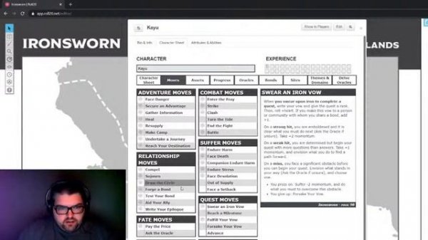 Ironsworn RPG Solo World and Character Creation