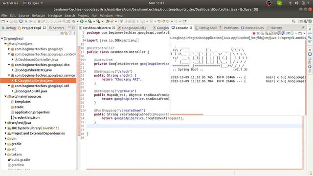 Google Sheet Integration With Spring Boot | Create Google Sheet With Rest API and Java | Part - 4 смотреть онлайн