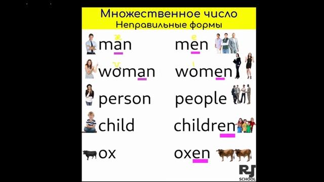 Множественное число. Неправильные формы. смотреть онлайн