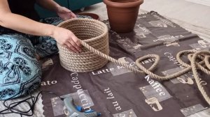 Кашпо/ Корзина/ Горшок своими руками из каната