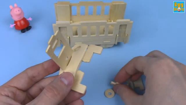 SUPER 3D PUZZLE HOW TO MAKE A WOODEN TROLLEY CAR Collect Wooden 3D Puzzle Together With Peppa Pig смотреть онлайн
