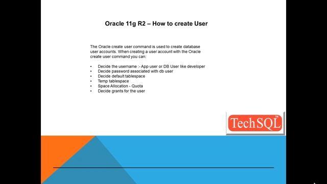 Oracle 11g - Create User смотреть онлайн