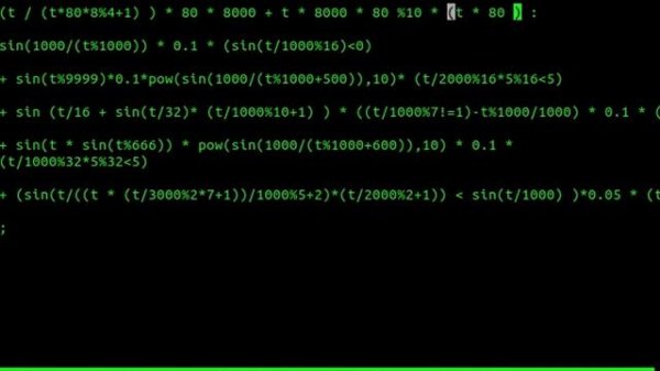 Live coding bytebeat/floatbeat/rampcode music with ne (a terminal editor) in beautiful black&green.