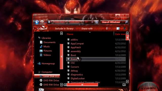 Tema para Windows 7-Red Carnage Theme смотреть онлайн