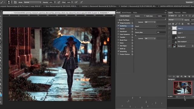 How to create RAIN TEXT EFFECT, Overlays & Brush Rain in PS смотреть онлайн