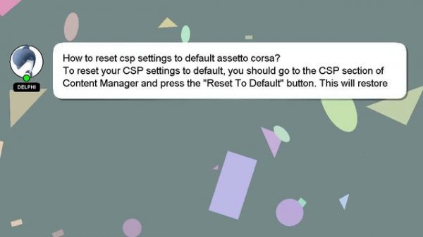 How to reset csp settings to default assetto corsa?