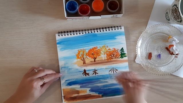Рисуем осень. Осенний пейзаж гуашью смотреть онлайн