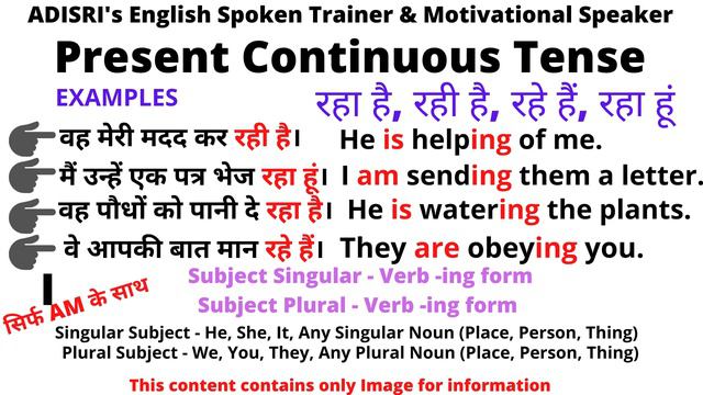 Examples of Present Continuous Tense,JUST FOR YOU, 🤙 👍👉VERY SIMPLE😀😀, Examples. By Alok Sir смотреть онлайн