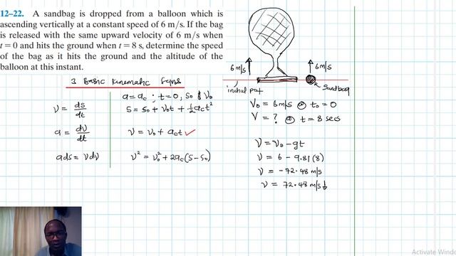 A sandbag is dropped from a balloon which is ascending vertically at a constant speed of 6 m/s. If смотреть онлайн