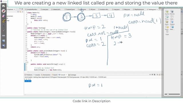 Reverse of a Linked List in Java смотреть онлайн