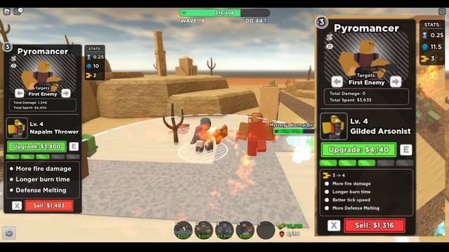 обновлённый пиромансер тдс , золотой Pyromancer против обычного Pyromancer tds, роблокс смотреть онлайн