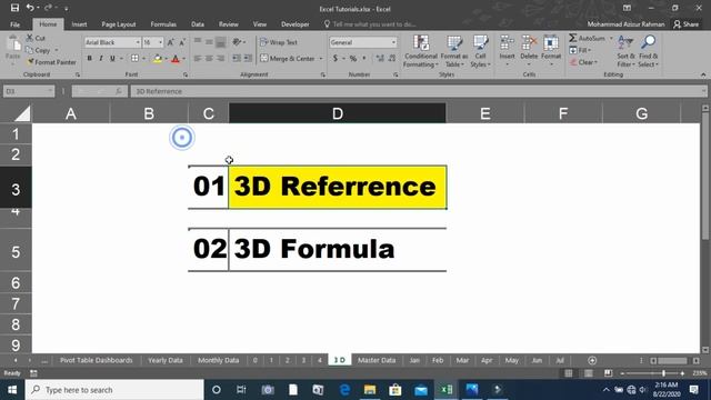 Excel Tutorial || Excel 3D References || Excel 3D Formula || consolidate in excel смотреть онлайн