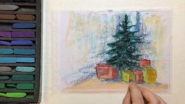 ?22 декабря ❄️ Рисуем елочку с подарками сухой пастелью? Soft Pastels mungyo смотреть онлайн