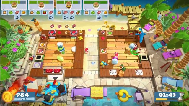 Overcooked 2. Surf And Turf 1-3 Score 2100 Switch 3 Players ( Jensushi, Spirit And Ellica )