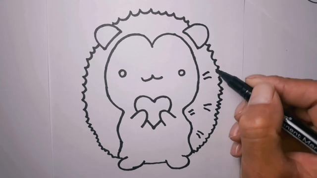 Как нарисовать милый Ёжика, How to draw a Hedgehog, просто рисуем. смотреть онлайн