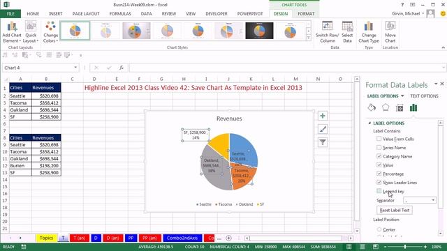 Highline Excel 2013 Class Video 42: Save Chart As Template in Excel 2013 смотреть онлайн