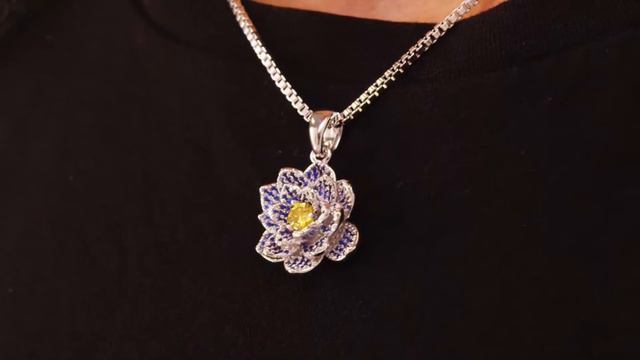 The Royal Blue White Gold Lotus Flower of Balance Necklace | Necklaces | King Ice смотреть онлайн