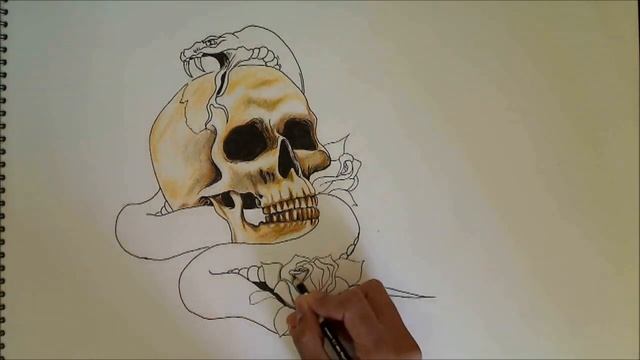 Skull And Snake Tattoo Design - Full Length (time lapse) смотреть онлайн