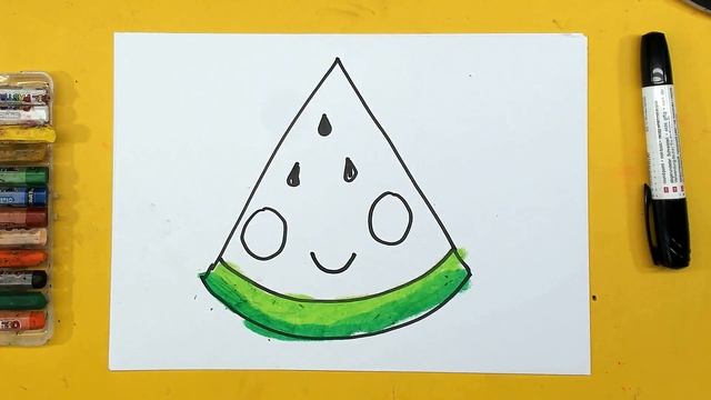 Веселый АРБУЗИК / Как нарисовать Арбуз для детей