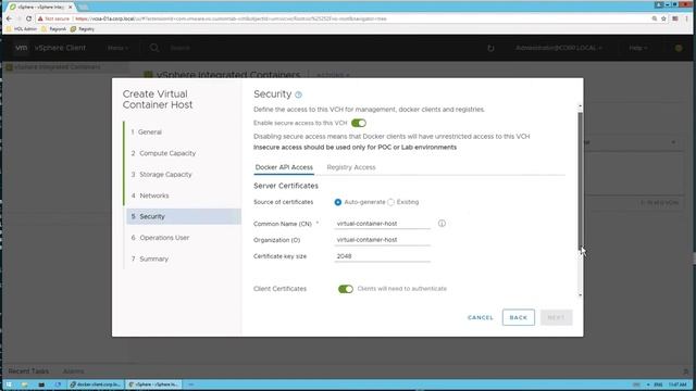 VMware vSphere Integrated Containers Virtual Container Host Creation Wizard смотреть онлайн