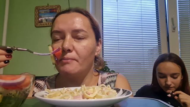 Паста с ветчиной и беконом. смотреть онлайн